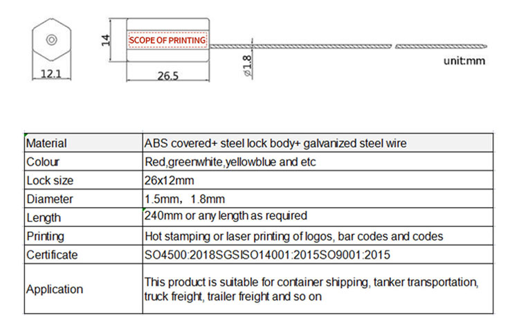Sigillo a filo per camion Truck wire seal