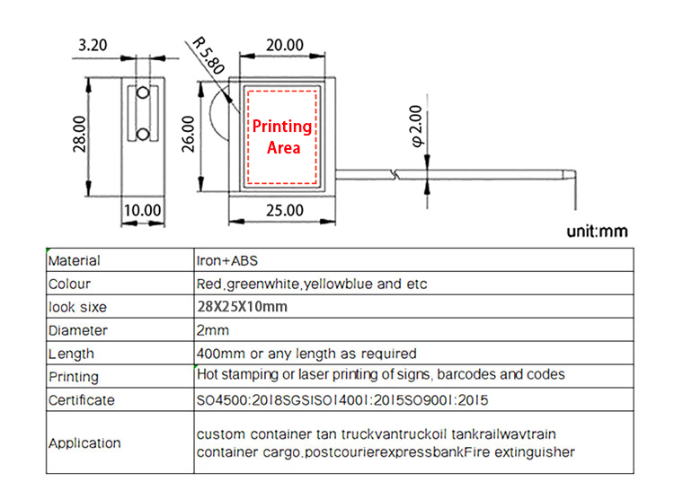 Sigillo filo contenitore Container wire seal