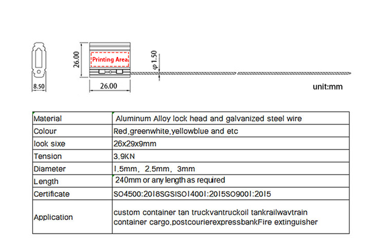 Sigillo filo contenitore Container wire seal